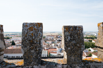 Sticker - Beautiful shot of walls in an old, historical building in Evora, Portugal