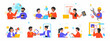 © 100% HAND-CRAFTED - International employment concept. Company life, hiring international employees, closing deals. Worldwide shipping, delivery, business. Cartoon flat vector illustration isolated on white background