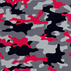 Wall Mural - Camouflage of gray color with pink spots, repeating background, vector abstraction for printing clothes, fabric.