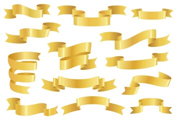 golden ribbons, realistic glossy gold tape banner elements. empty premium promo ribbon or scroll, el