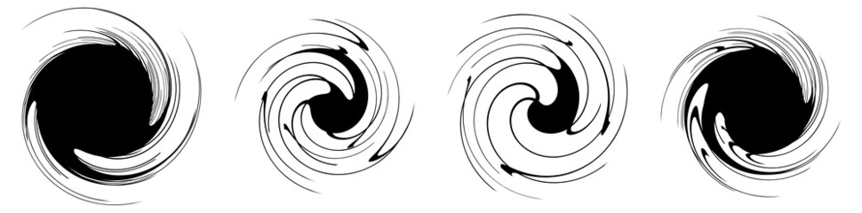 Poster -  Spiral, swirl, twirl, volute element. Whirlpool, whirlwind effect. Circular, radial lines with rotation