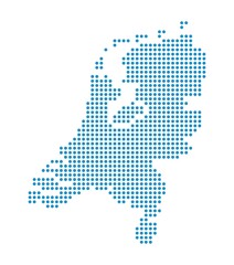 Canvas Print - Outline map of Netherlands from dots