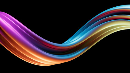 Poster - Modern background with twisted multicolored shape. 3d render of extruded deformed in helix.
