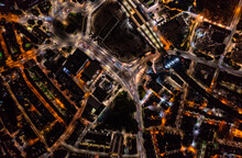 Birds Eye View Of Buildings At Night In London