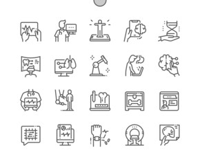 Poster - Medical technology. Robotic syringe. Advanced equipment. Health care and medicine. Chip, mri and xray. Pixel Perfect Vector Thin Line Icons. Simple Minimal Pictogram