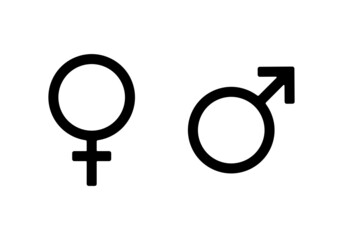  Male and female gender vector symbol. Graphic linear icons isolated on a white background.