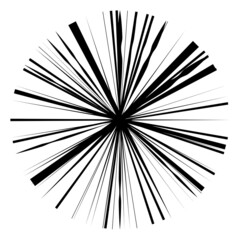 Aufkleber - Radial, radiating lines, stripes abstract circular element. Rays, beams starburst, sunburst element. Converging, merging, spreading lines