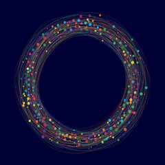 Poster - Random circles like letter O. Magic fiber with confetti.