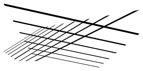 Poster - 3d spatial grid, mesh, grating and lattice abstract geometric shape, element. Intersecting lines in perspective