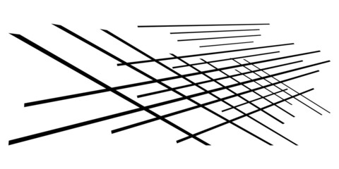 Poster - 3d spatial grid, mesh, grating and lattice abstract geometric shape, element. Intersecting lines in perspective