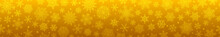 Christmas Horizontal  Banner Of Big And Small Complex Snowflakes With Seamless Horizontal Repetition, In Yellow Colors. Winter Background With Falling Snow