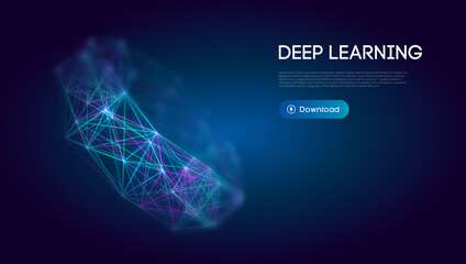 Poster - deep learning science technology background. network communication ai deep learning. vector illustra