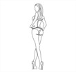 © mitay20 - Back view of a beautiful slender young woman. Continuous line drawing