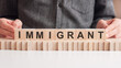 © Maks_Lab - the word of immigrant on building blocks social concept