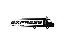 Logistic Delivery, Truck Express Fast Shipping Logo Design Template