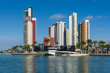 Campina Grande, Paraíba, Brazil on September 2, 2021. Old dam and buildings.