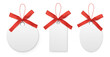 © ket4up - Black white sale labels and tags with red bow isolated on white background. Vector illustration