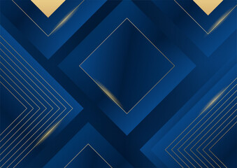 Aufkleber - Dark blue background with gold shiny line elements for presentation background. Abstract template dark blue luxury premium background with luxury geometric pattern and gold lighting lines