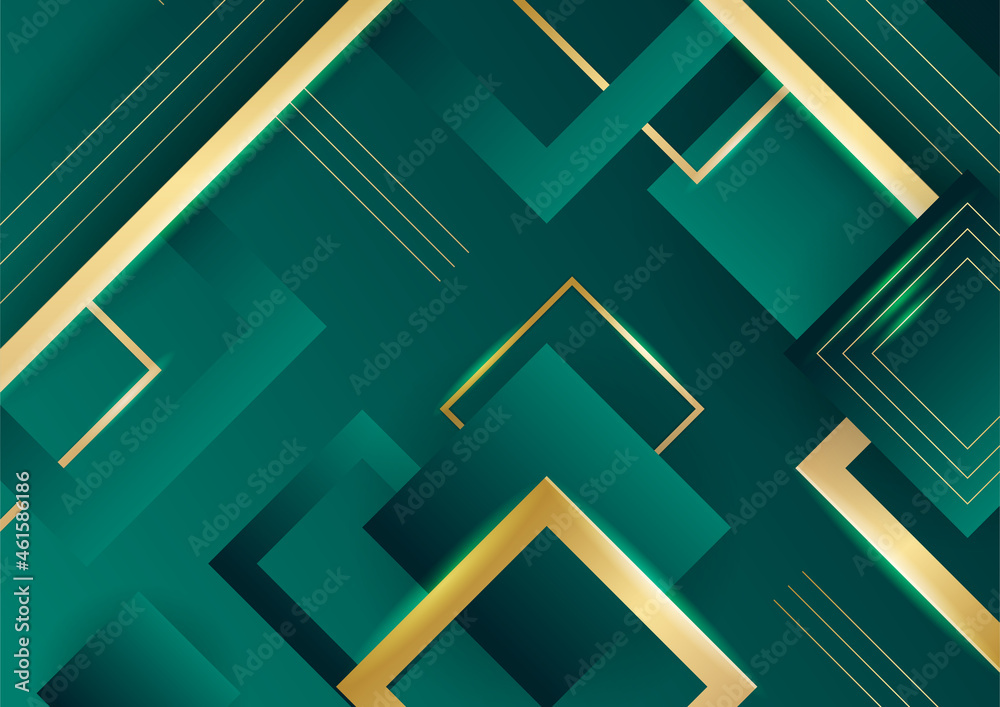 Abstract luxury dark green overlap layer with golden line Stock Vector ...