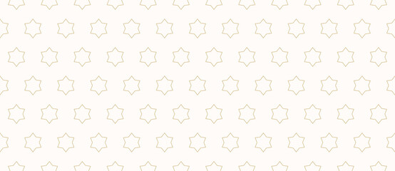 Simple minimalist seamless pattern. Subtle vector minimal geometric texture. Abstract golden background with small linear stars. Delicate gold and white ornament pattern. Luxury design for decor, web