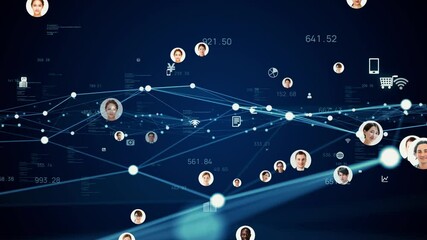Aufkleber - People and communication network concept. Social networking. Human resources.