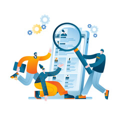 Aufkleber - the hr department is looking for a key employee. vector illustration in a flat style on the topic of