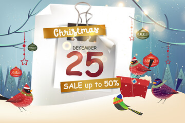 Poster - Christmas flash Sale background with Christmas decorative 
