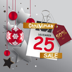 Sticker - Christmas flash Sale background with Christmas decorative 
