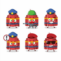 Poster - A dedicated Police officer of red dynamite bomb mascot design style