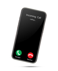 Wall Mural - Incoming call phone screen interface. slide to answer, accept button, decline button.