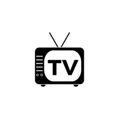 Sticker - Old-style television black glyph icon isolated on white background