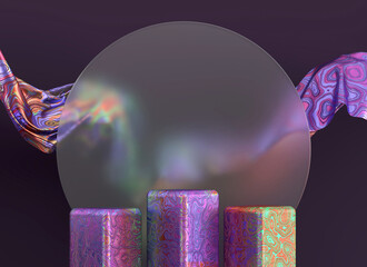 Poster - Holographic object podium platform for product showcase 3d render