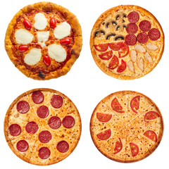 Wall Mural - Isolated collage of various types of pizza on white