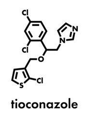 Poster - Tioconazole antifungal drug molecule. Skeletal formula.