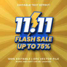 Editable Text Effect - 11.11 Flash Sale Template Style Premium Vector