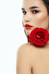 Wall Mural - pretty woman bare shoulders rose decoration charm