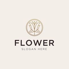 Poster - Luxury flower outline logo template