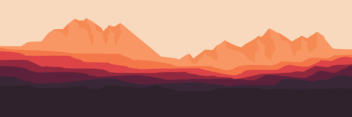 Canvas Print - mountain sunrise morning landscape vector illustration design for wallpaper design, design template, background template, and tourism design template	