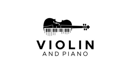 Violin Viola and Piano keys Musical Instrument logo design