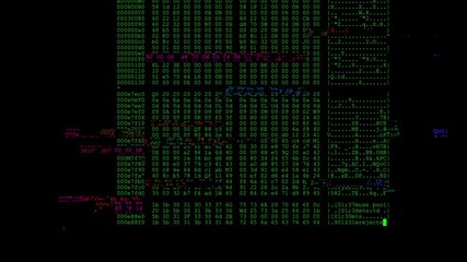 Poster - Multi-colored numbers quickly fill the black screen, overlapping each other. There is a mistake in the program.