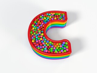 Wall Mural - Letter C shaped child pool filled with plastic toy balls. Suitable for kids, games and toy themes. 3D illustration