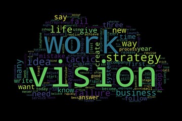 Word cloud of vision concept on black background