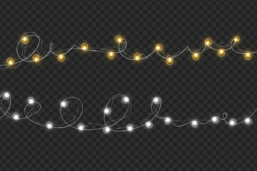 Wall Mural - Christmas lights isolated on transparent background. Vector illustration.