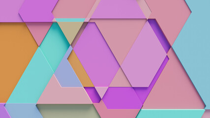 Pastel Colored Tech Background with a Geometric 3D Structure. Clean, Minimal design with Simple Futuristic Forms. 3D Render.