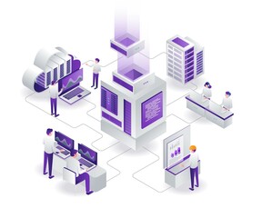 Leinwandbilder - The team manages the cloud server and data analyst