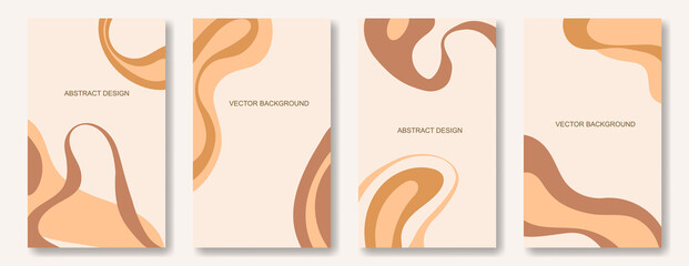 Wall Mural - Set of abstract backgrounds. Minimalistic modern style, various shapes in beige skin tones with space for text. Backdrop for social media posting, brochure, postcard