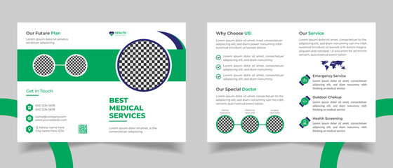 Medical Bi-fold brochure template design Premium Vector