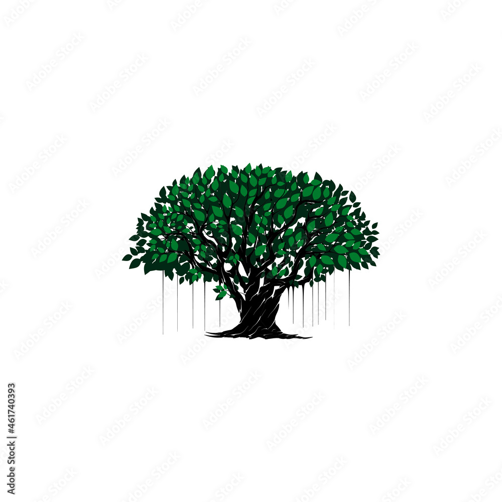 tree vector illustration. roots of banyan tree. Stock Vector | Adobe Stock