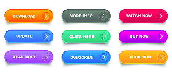 Leinwandbilder - Button set for website design. Click the gradient button for decorating the program to look modern.