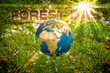 Save Planet - Forest Day - Erde im Wald mit Text im Hintergrund